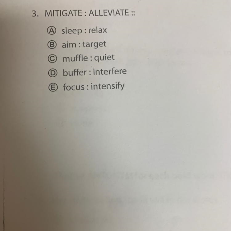 Mitigate is to allleviate as what is to what?-example-1