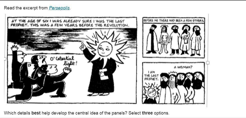 Read the excerpt from Persepolis Which details best develop the central idea of the-example-1