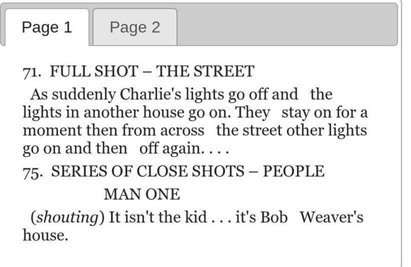 Based on the passage, how do the characters respond to the lights going on and off-example-1