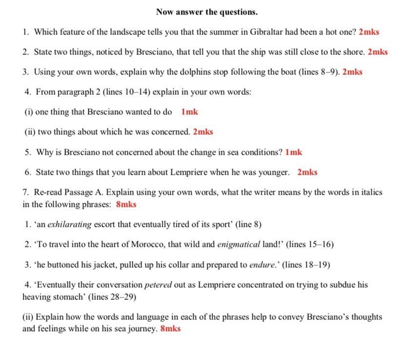 Please i’m begging y’all to help me, the questions are in the picture and the passage-example-1