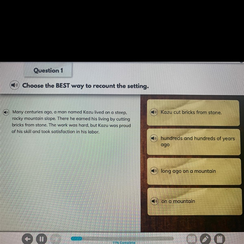 IREADY PLSSS !!! Choose the BEST way to recount the setting. 1) Kazu cut bricks from-example-1