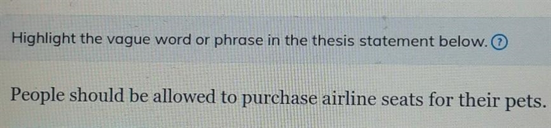 Highlight the vague word or phrase in the thesis statement below ​-example-1