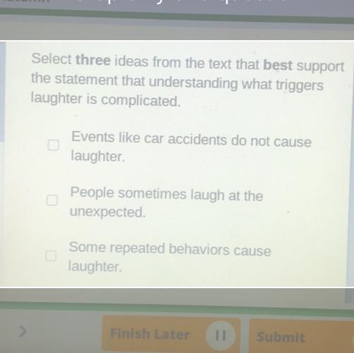 From the passage "why do people laugh " please answer the following question-example-1