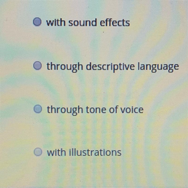 How can informational audio convey the appearance of a person or thing? (ENGLISH 10-A-example-1