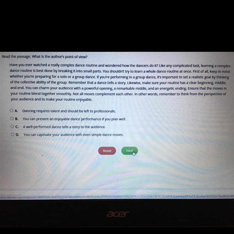 I need help read the passage what is the authors point of view?-example-1