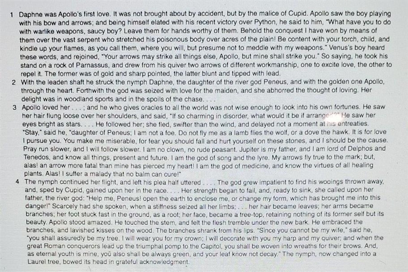 A) Apollo is lovesick B)Apollo hopes to be healed C)Apollo regrets pursing Daphne-example-1