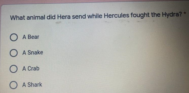 What animal did Hera send while Hercules fought the hydra-example-1