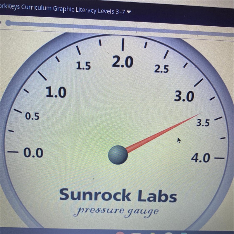 How much is each tick mark worth in the pressure gauge pictured? A. 0.25 units B. 0.4 units-example-1