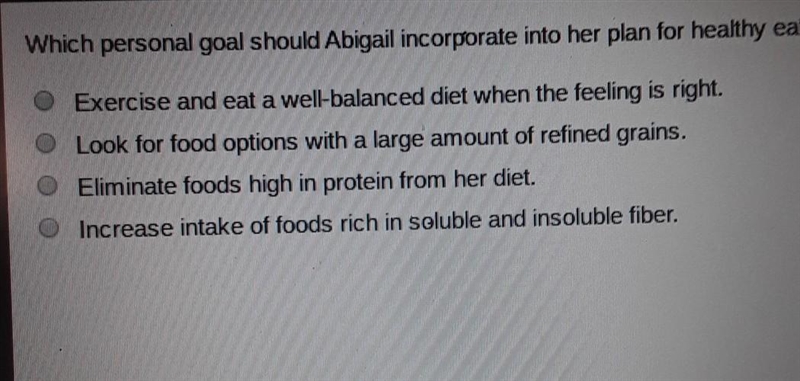 Which personal goal should Abigail incorporate into her plan for healthy eating (HELP-example-1