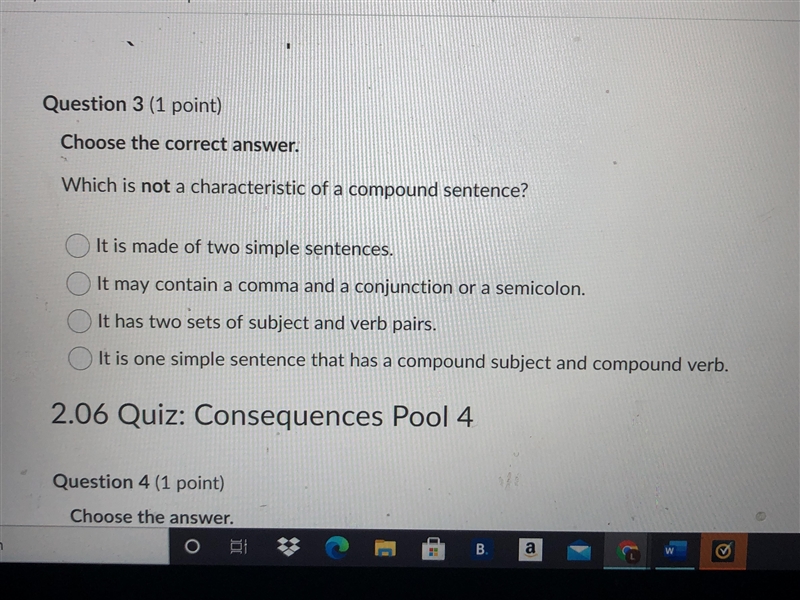 Which is NOT a characteristic of compound sentence HELP ME PLZ-example-1