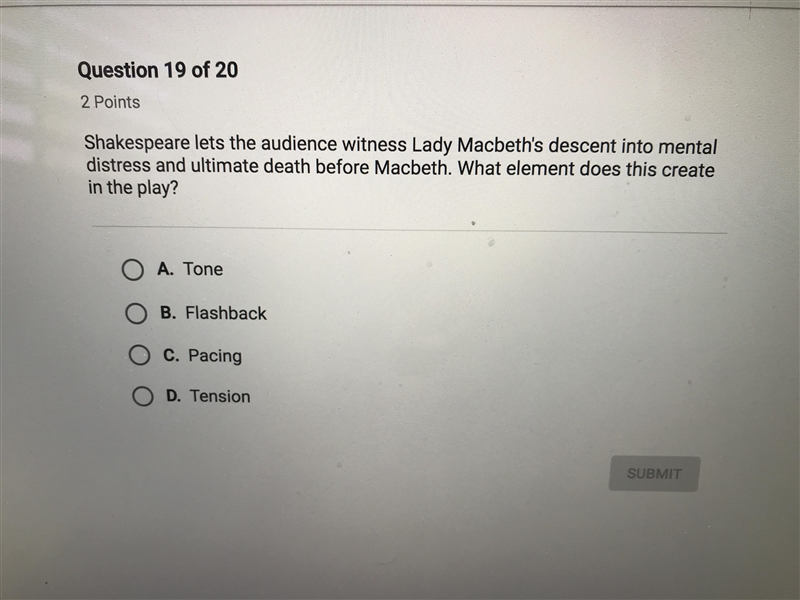 Shakespeare lets the audience witness lady Macbeth’s descent into mental distress-example-1