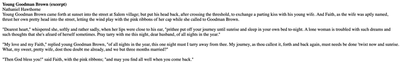 *** Need help asap 15 points 1) How would the relationship between Young Goodman Brown-example-1