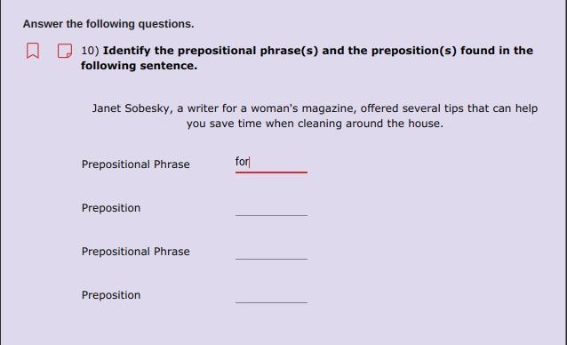 0) Identify the prepositional phrase(s) and the preposition(s) found in the following-example-1