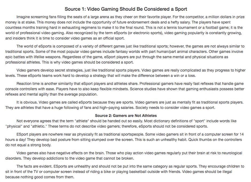 Which sentence BEST expresses the author's central idea in "Video Gaming Should-example-1