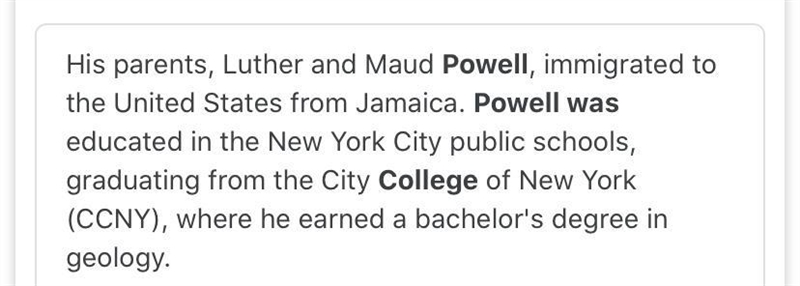 Descriptions of Colin Powell as a student-example-1