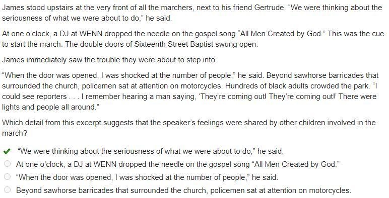 James stood upstairs at the very front of all the marchers, next to his friend Gertrude-example-1