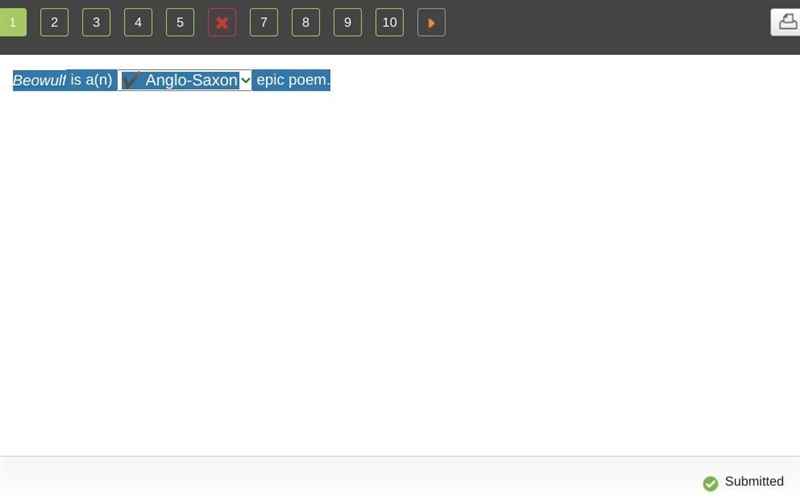 1. Beowulf is: epic poem A.an epic poem B. a lyric poem C. a narrative poem D. an-example-1