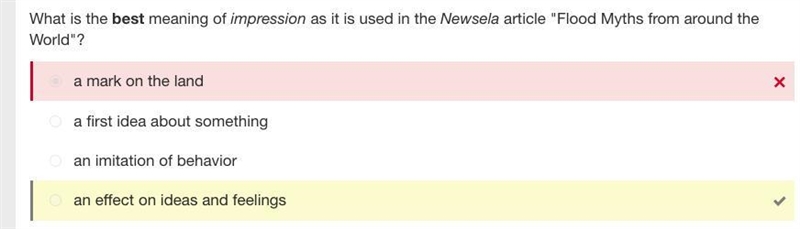 Item 5 What is the best meaning of impression as it is used in the Newsela article-example-1