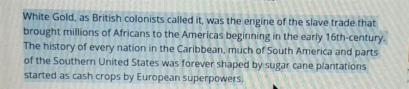 Write a two-paragraph summary to analyze the development on how sugar changed the-example-1