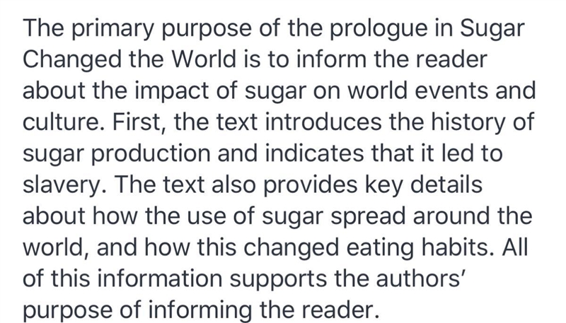 Sugar changed the world part 1 summary-example-1