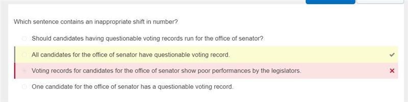 Which sentence contains an inappropriate shift in number? All candidates for the office-example-1