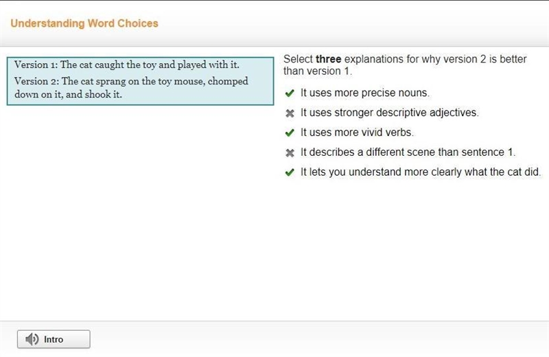 Select three explanations for why version 2 is better than version 1 It uses more-example-1