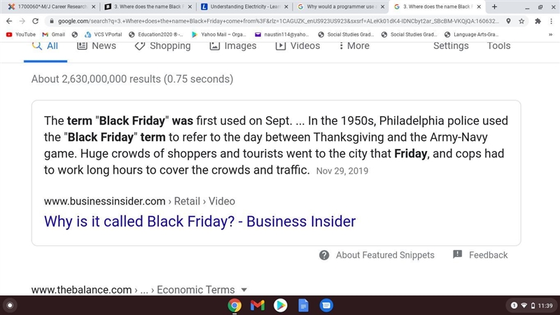 3. Where does the name Black Friday come from? a. The police called this day Black-example-5