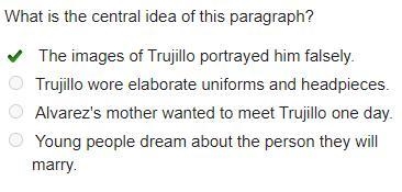 What is the central idea of this paragraph? o O O The images of Trujillo portrayed-example-1