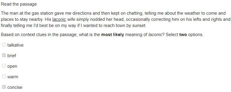 Read the passage. The man at the gas station gave me directions and then kept on chatting-example-1