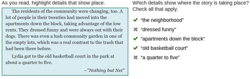 Which details show where the story is taking place? Check all that apply. Abc As you-example-1