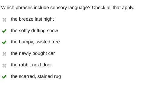 Which phrases include sensory language-example-1