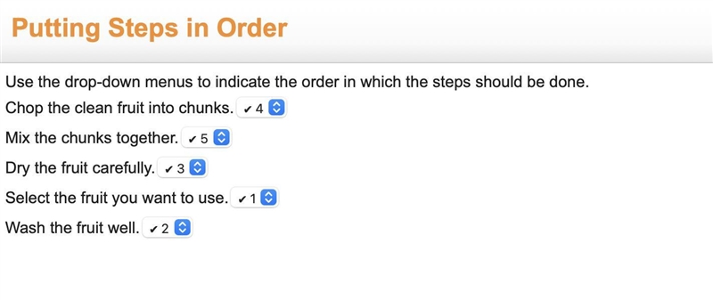 Use the drop-down menus to indicate the order in which the steps should be done. Chop-example-1