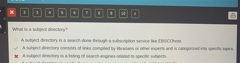 What is a subject directory? A. A subject directory is a search done through a subscription-example-1