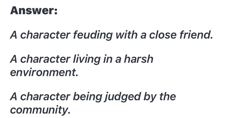 Which conflicts are types of external conflict in a literary work? Select three options-example-1