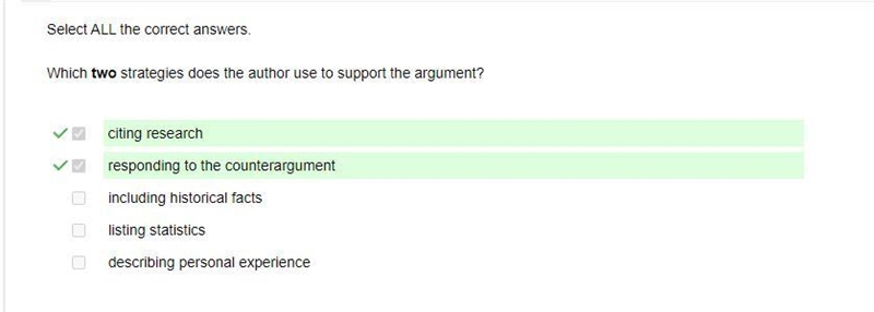 Which two strategies does the author use to support the argument? listing statistics-example-1