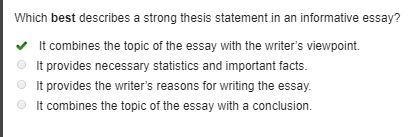 The thesis statement of a strong compare-and-contrast essay should combine A.two relevant-example-1