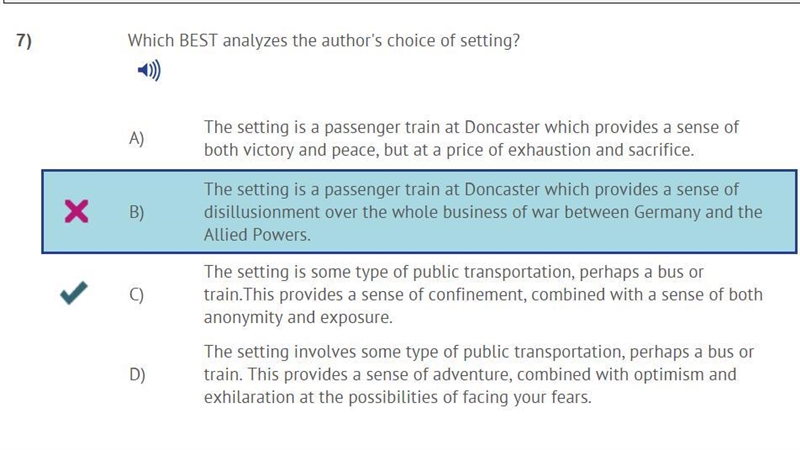 The setting is a passenger train at Doncaster which A) provides a sense of both victory-example-1