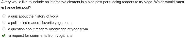 Avery would like to include an interactive element in a blog post persuading readers-example-1