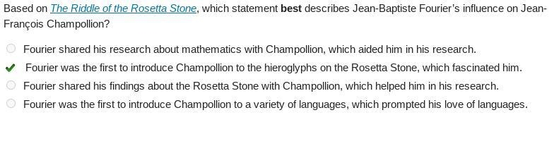 Based on The Riddle of the Rosetta Stone, which statement best describes Jean-Baptiste-example-1