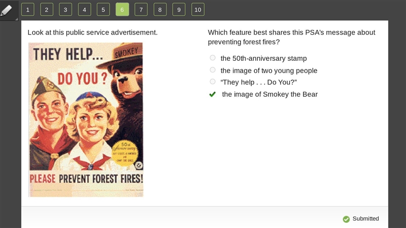 Which feature best shares this PSA's message about preventing forest fires? the 50th-example-1