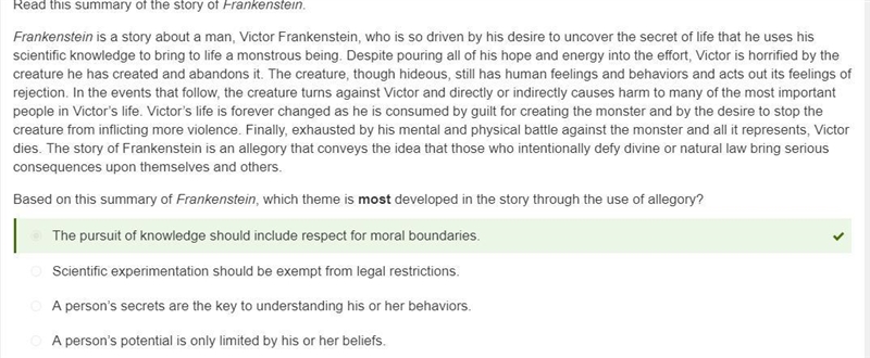 The subtitle of Frankenstein is “The Modern Prometheus.” Prometheus is a character-example-3