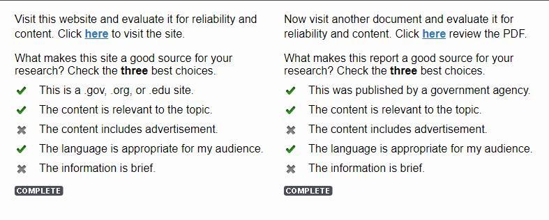 What makes this site a good source for your research? Check the three best choices-example-1