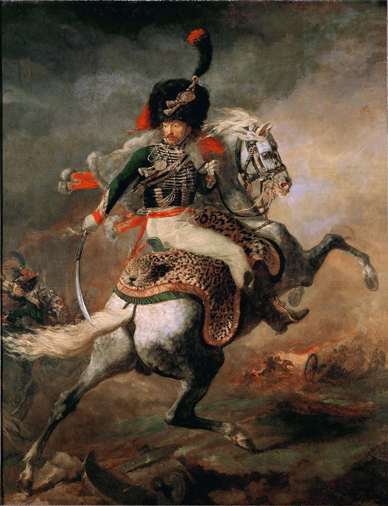 1. In Charging Chasseur, what is the focus of the painting, which is animated by diagonal-example-1