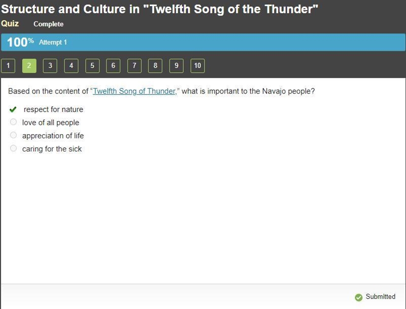 Based on the content of “Twelfth Song of Thunder,” what is important to the Navajo-example-1