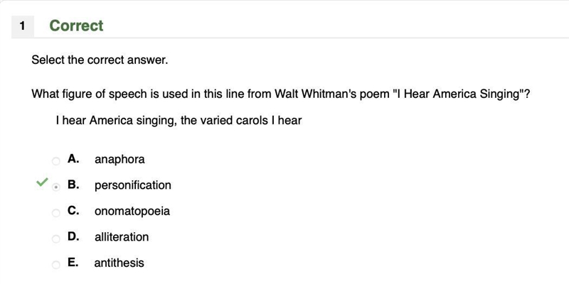 What figure of speech is used in this line from Walt Whitman's poem,"I hear America-example-1