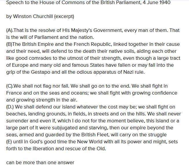 Which two parts of this excerpt reflect Winston Churchill's belief that the Nazis-example-1