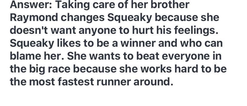 Which line from Raymond’s run provides the best evidence that squeaky has self confidence-example-1