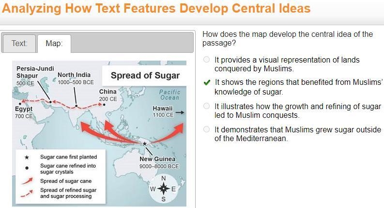 30 Points question How does the map develop the central idea of the passage? It provides-example-1