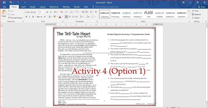 The Tell tale heart by Edgar Allan Poe, Guided Objective Summary / Comprehension Guide-example-1
