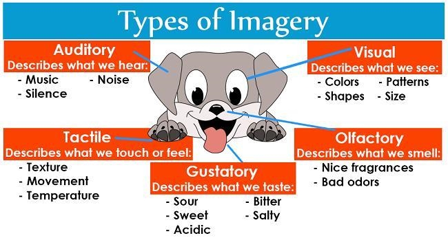 Writers who use imagery 1. are using the senses to get audiences to visualize 2. must-example-1